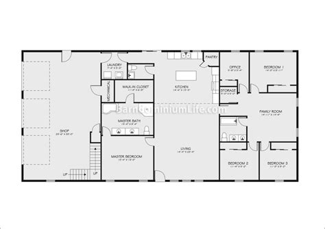 Barndominium-Style Two-Story 2-Bedroom Carriage Home with Open Living Space and Covered Patios (Floor Plan) Specifications Sq. . 40x60 barndominium floor plans with shop
